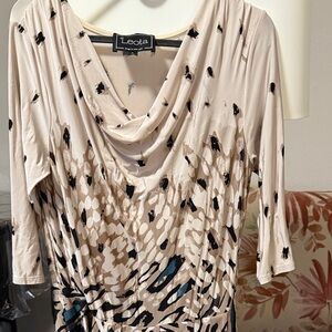 Leota Cream and Black Abstract Blouse